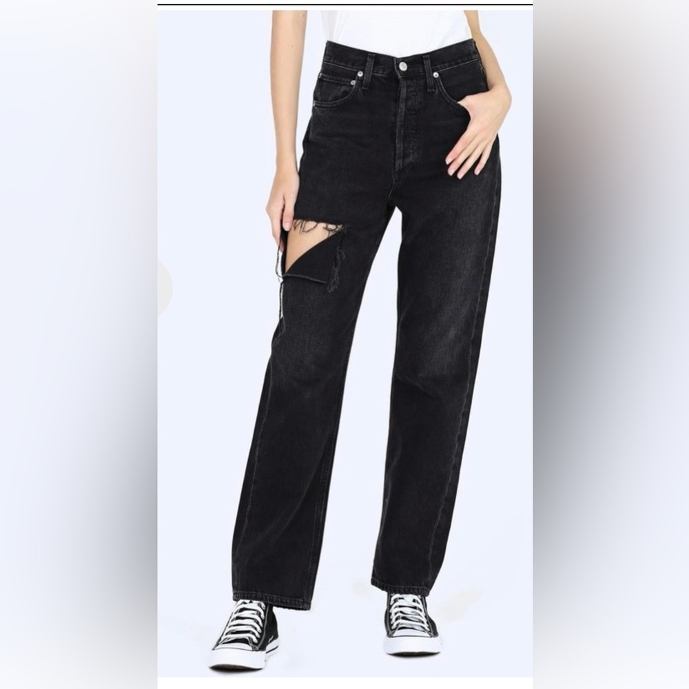 AGOLDE The 90’S Mid Rise Loose Fit Jeans in Serpent , size 25